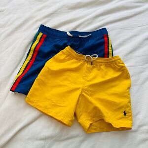 Swim Bundle for Little Boy: Ralph Lauren Yellow, Hanna Andersson Blue Size 6-7